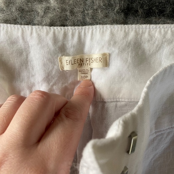 Eileen Fisher White Linen Trouser Zipper Pants - Picture 6 of 7